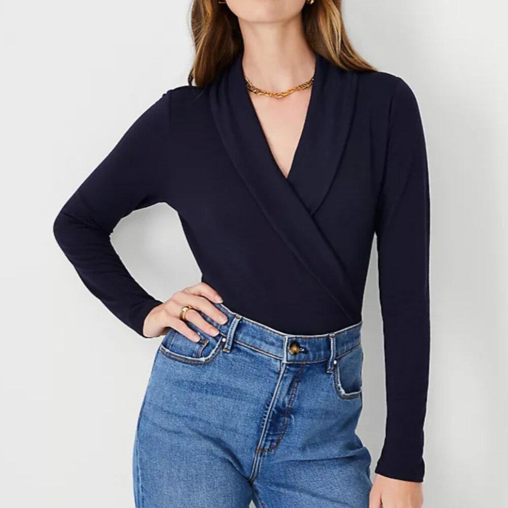 NWOT Ann Taylor Shawl Collar Wrap Top